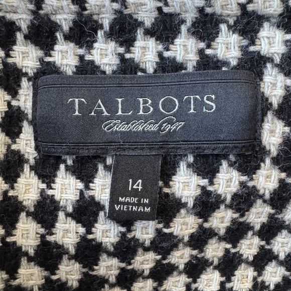 Talbots Women's Wool Blend Beige/Black Diamond Weave Mini Skirt Size 14 Lined - Picture 4 of 12